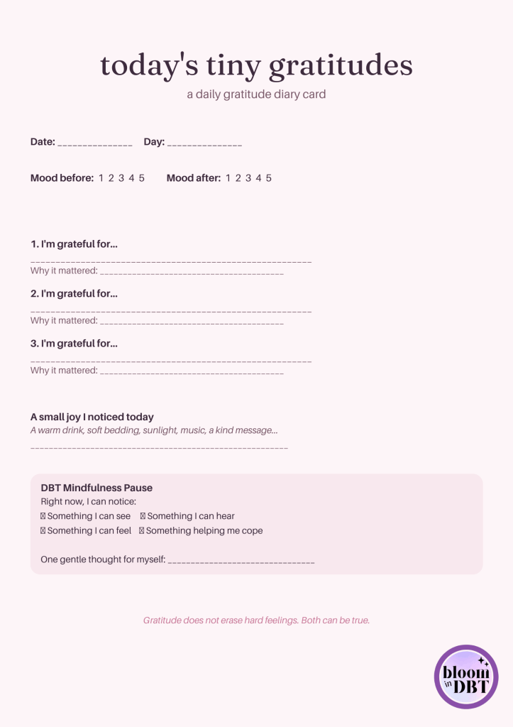 Gratitude Journal PDF: Introducing the Bloom in DBT Downloadable ...